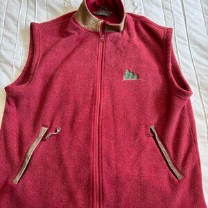 Mens Vest Eastern Mountain Sports Size L Red With Leather Trim